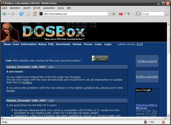 http://www.dosbox.com: DOSBox ist ein kostenloser MS-DOS-Emulator, der für gängige Betriebssysteme wie Linux, Windows und Mac OS X erhältlich ist.